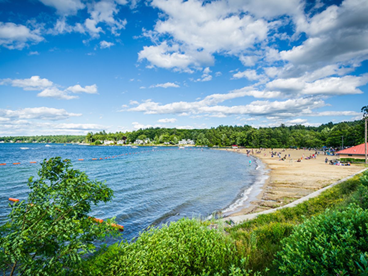 Walk down the boardwalk to Weirs Beach