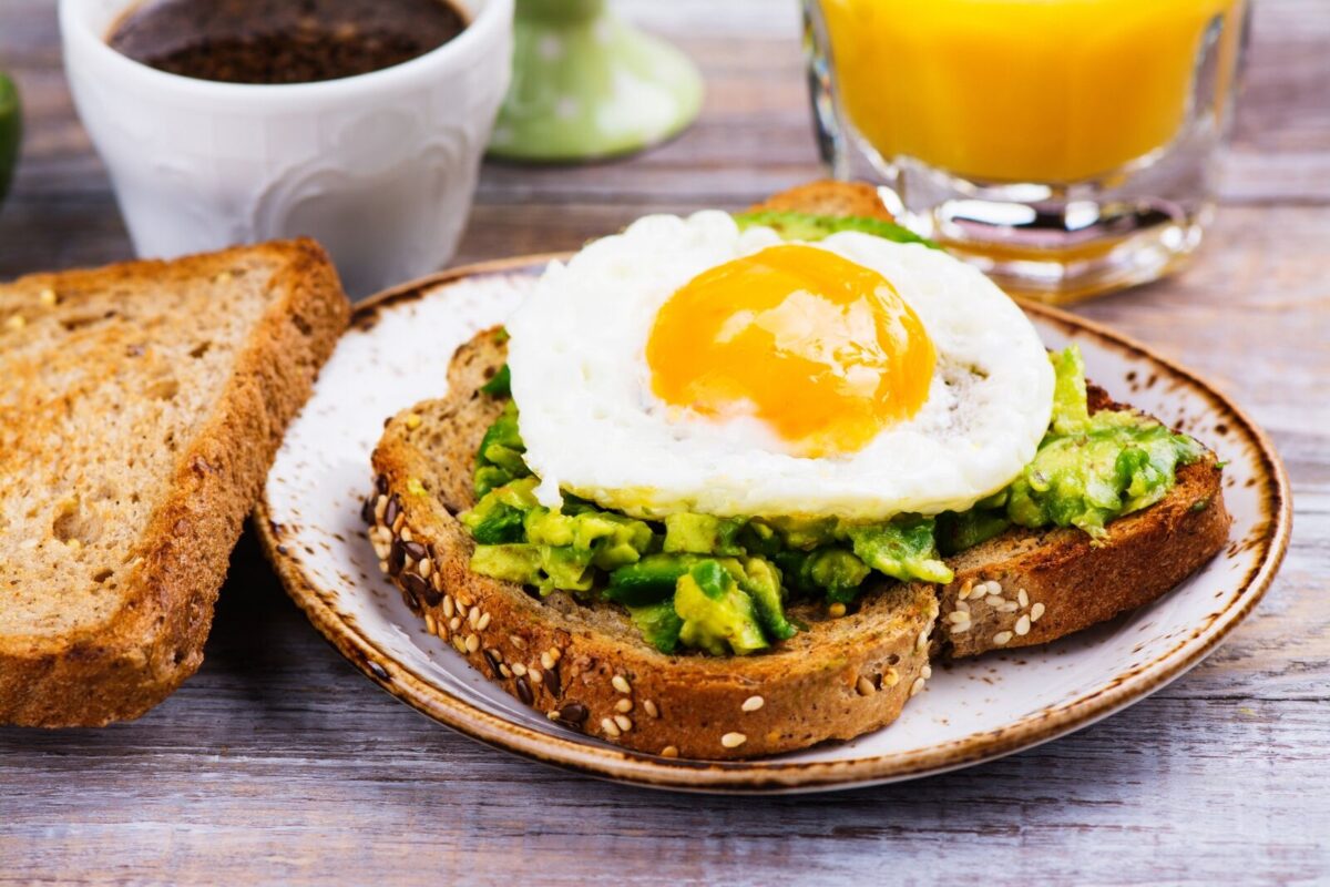 Breakfast sandwich at a cafe.