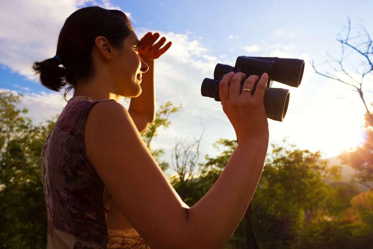 woman bird watching