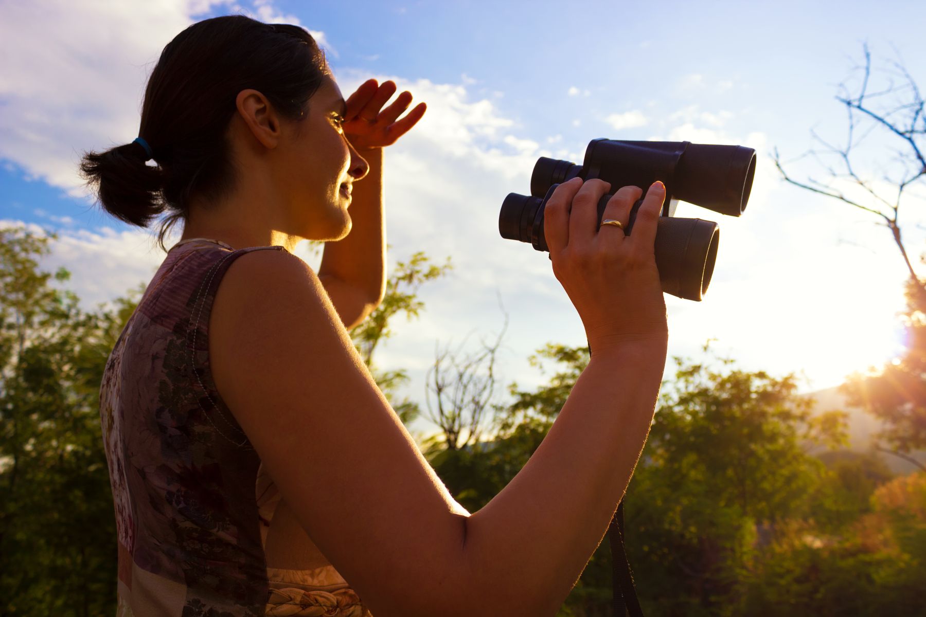 woman bird watching